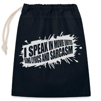 parler des paroles et du sarcasme - Sac cadeau en coton avec cordon (25 x 30 cm) - bleu marine - Devant
