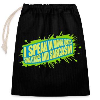 parler des paroles et du sarcasme - Sac cadeau en coton avec cordon (25 x 30 cm) - noir - Devant