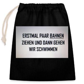 Schwimmen gehen - Verschließbarer Geschenkbeutel aus Baumwolle (25x30cm) - Schwarz - Vorne