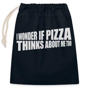 pizza thinks about me - Closable cotton gift bag (25x30cm) - navy - Front