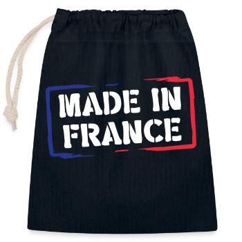 Made in France - Sac cadeau en coton avec cordon (25 x 30 cm) - bleu marine - Devant