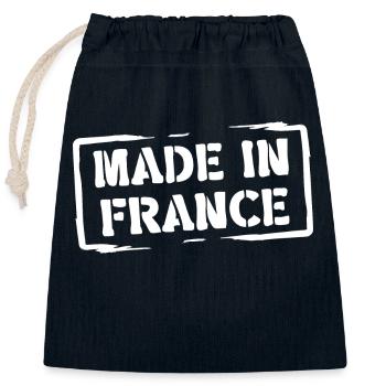Made in France - Sac cadeau en coton avec cordon (25 x 30 cm) - bleu marine - Devant
