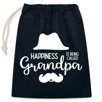 Happines est appelé grand-père - Sac cadeau en coton avec cordon (25 x 30 cm) - bleu marine - Devant