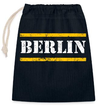 Berlin - Sac cadeau en coton avec cordon (25 x 30 cm) - bleu marine - Devant