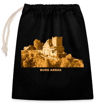 Arras Burg Alf Cochem Mosel Rheinland-Pfalz - Verschließbarer Geschenkbeutel aus Baumwolle (25x30cm) - Schwarz - Vorne