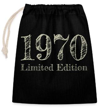 1970 - Closable cotton gift bag (25x30cm) - black - Front