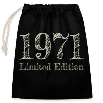 1971 - Closable cotton gift bag (25x30cm) - black - Front
