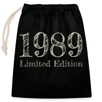 1989 - Closable cotton gift bag (25x30cm) - black - Front