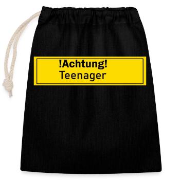 Teenager Teen Teeny Teenie Geschenk Geschenkidee - Verschließbarer Geschenkbeutel aus Baumwolle (25x30cm) - Schwarz - Vorne
