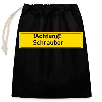 Schrauber Auto Schrauben Geschenk Geschenkidee - Verschließbarer Geschenkbeutel aus Baumwolle (25x30cm) - Schwarz - Vorne