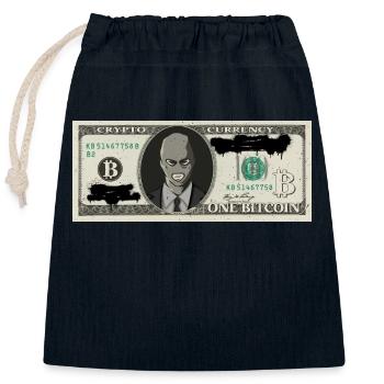 Bitcoin Crypto Dollar - Verschließbarer Geschenkbeutel aus Baumwolle (25x30cm) - Navy - Vorne