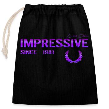 Impressive since 1981 - Closable cotton gift bag (25x30cm) - black - Front