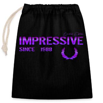 Impressionnant depuis 1988 - Sac cadeau en coton avec cordon (25 x 30 cm) - noir - Devant