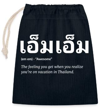 Thailand Thai Saying - Closable cotton gift bag (25x30cm) - navy - Front