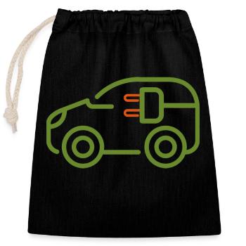 e car electric car green electric e car - Closable cotton gift bag (25x30cm) - black - Front