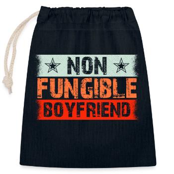 Non Fungible Boyfriend - Sac cadeau en coton avec cordon (25 x 30 cm) - bleu marine - Devant