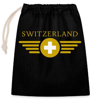 J’aime le drapeau de la Suisse - Sac cadeau en coton avec cordon (25 x 30 cm) - noir - Devant