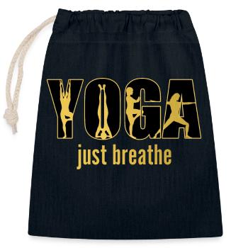 Yoga - Just breath - Closable cotton gift bag (25x30cm) - navy - Front