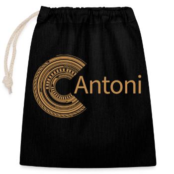 Pour Antoni - Sac cadeau en coton avec cordon (25 x 30 cm) - noir - Devant