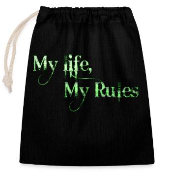 Ma vie Mes règles Citations Tatouage Citation - Sac cadeau en coton avec cordon (25 x 30 cm) - noir - Devant