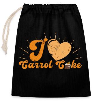 Pastry Shop Profession Carrot Cake Baking Saying - Closable cotton gift bag (25x30cm) - black - Front