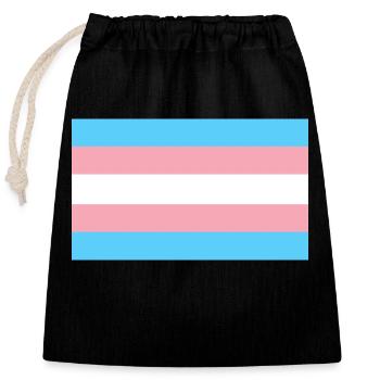 Transgender-Pride-Flagge - Verschließbarer Geschenkbeutel aus Baumwolle (25x30cm) - Schwarz - Vorne