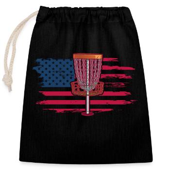 Lancer de disque volant Disc Golf Sports de loisirs - Sac cadeau en coton avec cordon (25 x 30 cm) - noir - Devant