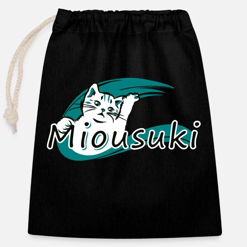 Miousuki couleur - Sac cadeau en coton avec cordon (25 x 30 cm) - noir