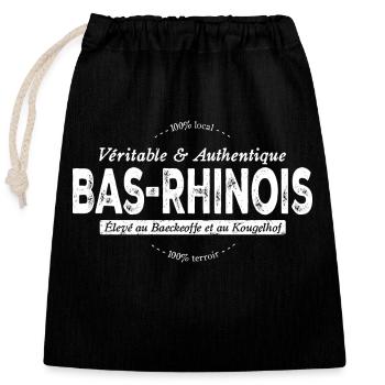 Véritable et authentique Bas Rhinois - Sac cadeau en coton avec cordon (25 x 30 cm) - noir - Devant