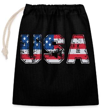 USA US-Flagge Patriotisches Amerika T-Shirt - Verschließbarer Geschenkbeutel aus Baumwolle (25x30cm) - Schwarz - Vorne