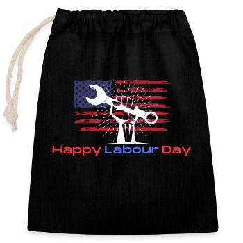 Joyeuse fête du travail - Sac cadeau en coton avec cordon (25 x 30 cm) - noir - Devant