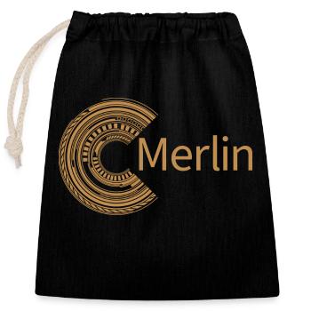 Für Merlin - Verschließbarer Geschenkbeutel aus Baumwolle (25x30cm) - Schwarz - Vorne