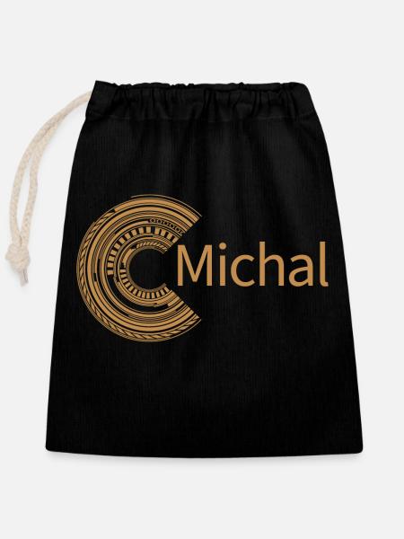 Pour Michal - Sac cadeau en coton avec cordon (25 x 30 cm) - noir