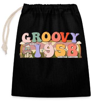 Groovy depuis 1958 Retro Hippie 65th Birthday - Sac cadeau en coton avec cordon (25 x 30 cm) - noir - Devant