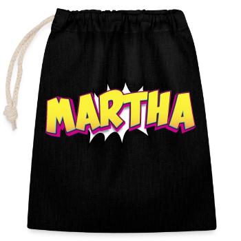 Martha Nom personnalisé Style bande dessinée Pop Art, - Sac cadeau en coton avec cordon (25 x 30 cm) - noir - Devant