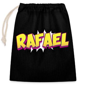 Rafael Nom personnalisé Style bande dessinée Pop Art, - Sac cadeau en coton avec cordon (25 x 30 cm) - noir - Devant