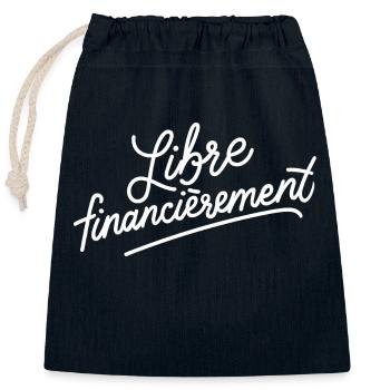 Libre financièrement - Sac cadeau en coton avec cordon (25 x 30 cm) - bleu marine - Devant
