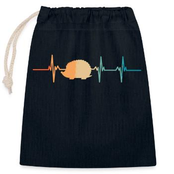 Igel-Herzschlag - Verschließbarer Geschenkbeutel aus Baumwolle (25x30cm) - Navy - Vorne