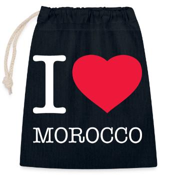 J’AIME LE MAROC - Sac cadeau en coton avec cordon (25 x 30 cm) - bleu marine - Devant