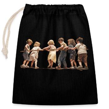 Tug-of-war, just child's play? - Closable cotton gift bag (25x30cm) - black - Front