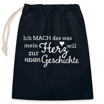 Affirmation Ich mach das was mein Herz will Spruch - Verschließbarer Geschenkbeutel aus Baumwolle (25x30cm) - Navy - Vorne