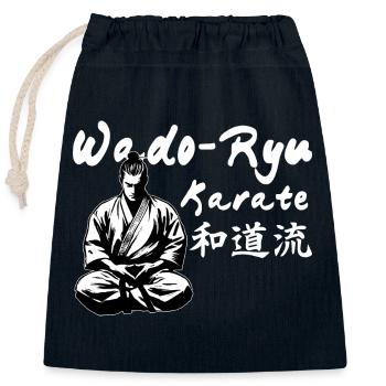 Wado Ryu Karate Kanji Kimono Kampfkunst Dojo - Verschließbarer Geschenkbeutel aus Baumwolle (25x30cm) - Navy - Vorne