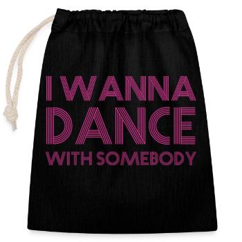 LyricLyfe I WANNA DANCE WITH SOMEBODY - Closable cotton gift bag (25x30cm) - black - Front