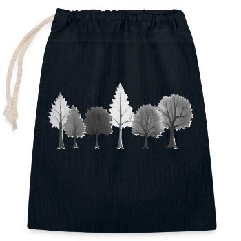 Wald Bäume schwarzweiss - Verschließbarer Geschenkbeutel aus Baumwolle (25x30cm) - Navy - Vorne