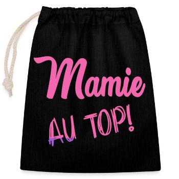MAMIE - Sac cadeau en coton avec cordon (25 x 30 cm) - noir - Devant
