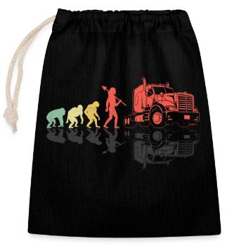 Trucker Evolution Driving Dad Trucker Father Truck - Closable cotton gift bag (25x30cm) - black - Front