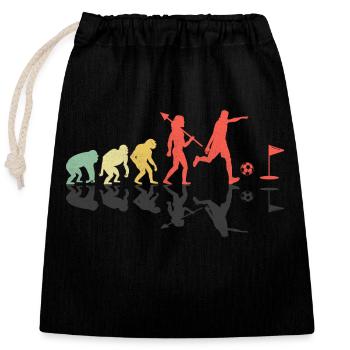 Footgolf Evolution Foot Golf spielende Footgolfer F - Verschließbarer Geschenkbeutel aus Baumwolle (25x30cm) - Schwarz - Vorne
