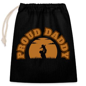 Fier Papa Kid Marron - Sac cadeau en coton avec cordon (25 x 30 cm) - noir - Devant