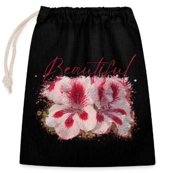 Fleurs Beautiful Aura - Sac cadeau en coton avec cordon (25 x 30 cm) - noir - Devant