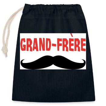 Grand Frère - Sac cadeau en coton avec cordon (25 x 30 cm) - bleu marine - Devant